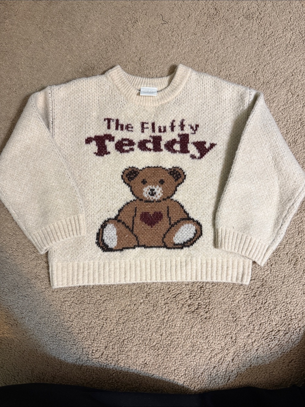 Zara Cream 'The Fluffy Teddy' Teddy Bear Knit Sweater
